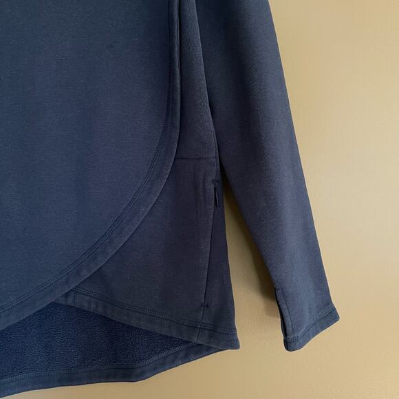 ATHLETA Cozy Karma Asym Pullover Blue Sz Small Long Sleeve Mock Neck Sweatshirt - Picture 9 of 14